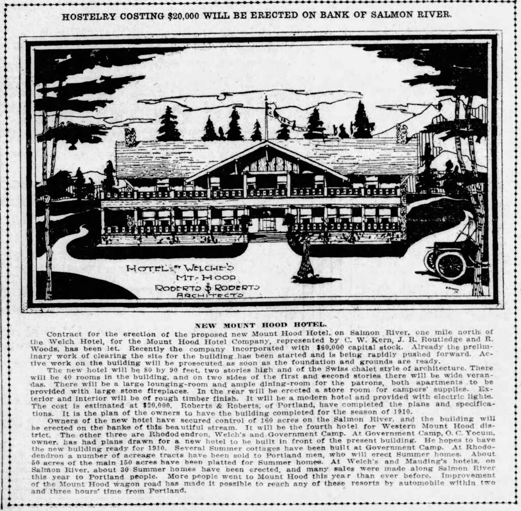 The New Mount Hood Hotel - The Sunday Oregonian Sept. 11. 1910